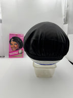 Premium Black Silky Night Cap with Elastic Wide Edge