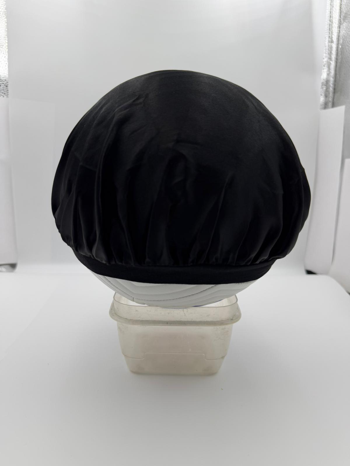 Premium Black Silky Night Cap with Elastic Wide Edge