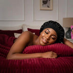 Premium Black Silky Night Cap with Elastic Wide Edge